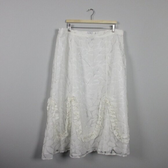 Vintage Lisa Rene 2 Piece Set Blouse Skirt Midi Tulle Sheer Lined Wedding 1X 488 - Picture 3 of 14